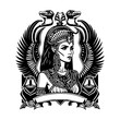 Beautiful egyptian cleopatra logo hand drawn ilustration