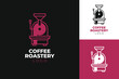 Logo Icon Symbol combination of roastery coffee machine with letter p for coffeeshop and roasting company business