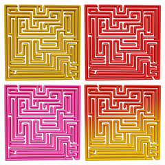 Poster - Set of maze puzzle in 3d rendering