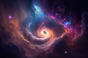 Wall Mural - Spiral Galaxy. Space with stars generative AI background