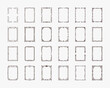 © Apoz - Decorative frames. Vintage ornate rectangular frames with vignette. Art deco modern frames. Interlacing elements and swirls. Plant design, retrofuturism, ethnic, antique, wedding. Isolated vector set.