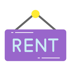 Trendy vector design of rent board, hanging placard icon