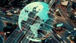 © InfiniteFlow - Smart transport technology alteration concept for future road traffic control . Virtual intelligent system makes driving information analysis to connect data of vehicle on city street for driver .