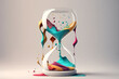 Czas alegoria - szklana klepsydra 3d - Time allegory - 3d glass hourglass hourglass - Generative