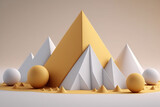 Piramidy 3d i kule, render - 3d pyramids and spheres, render - Generative
