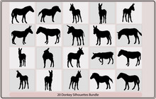 Hand Drawn Silhouette Of Donkey Donkey Walking Silhouette Donkey Farm Animal Silhouettes Vector Of The Silhouette Of A Donkey