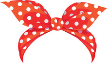 Retro Woman Bandana Red Tied Bow Polka Dot Decorative Design Isometric Vector Illustration