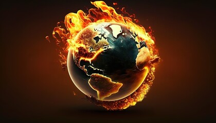 Poster - A fire on the planet.Generative AI