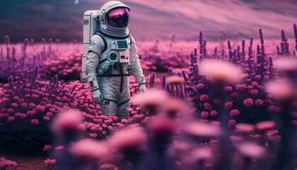 Poster - Cosmonaut in the field.Generative AI