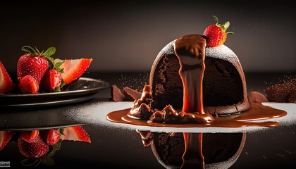 Poster - Chocolate dessert.Generative AI