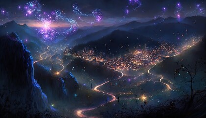 Aufkleber - Night city.Generative AI