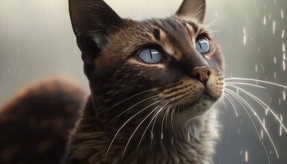 Wall Mural - a cat with blue eyes.generative ai