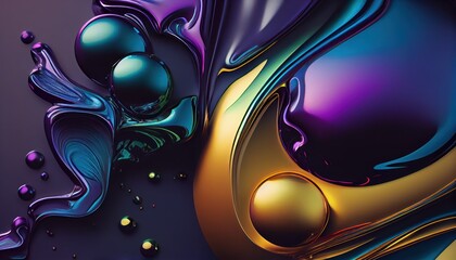 Wall Mural - Background mixed liquid paint red, yellow, purple blue, golden colors. Luxury marble texture. Marble wallpaper oil slick watercolor. liquid oil background. generative ai