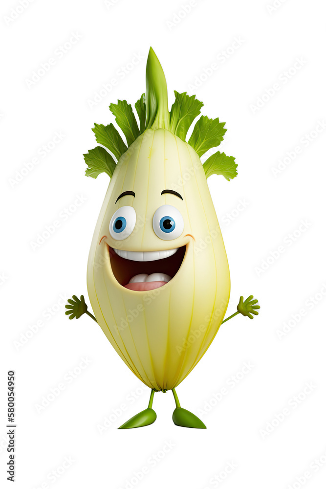 Ilustración de Stock Cute Cartoon Endive Character on a Transparent ...