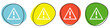 Banner mit 4 bunten Buttons: Warnung, Fehler oder Warndreieck