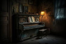 Old Piano In Very Old Room