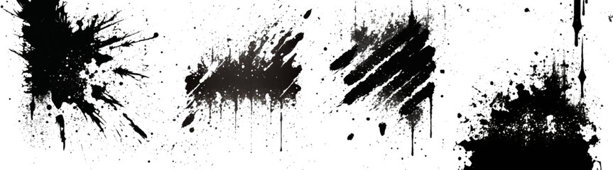 grunge spots and texture. set of white and black paintbrush. abstract design elements. vector ink ef