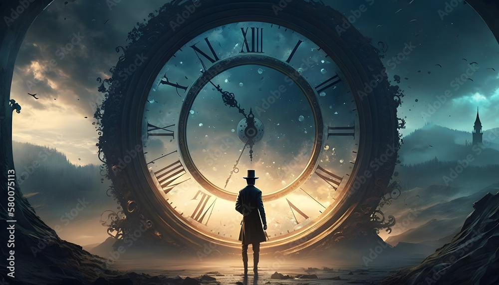 A Generative AI Illustration of Time Travel Dream Stock Illustration ...