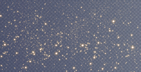 Christmas background. Powder dust light PNG. Magic shining gold and white dust. Fine, shiny dust bokeh particles fall off slightly. Fantastic shimmer effect. Vector illustrator.	
