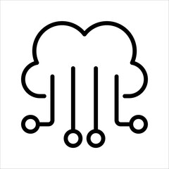 Fototapete - Cloud computing vector icon in linear, outline icon vector illustration on white background