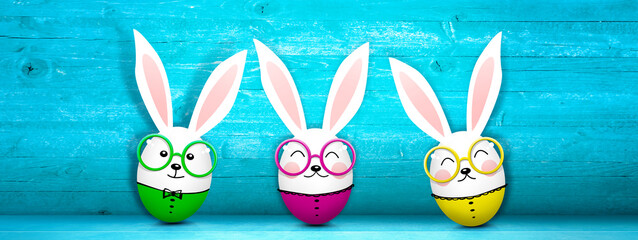 Funny Easter bunny. Happy Easter holiday concept. 3d illustration