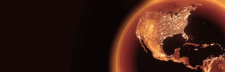 Wall Mural - Globalization and communication concept. Earth and luminous rays. 3d rendering
