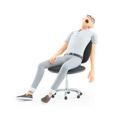 Wall Mural - 3d senior man sleeping in office chair