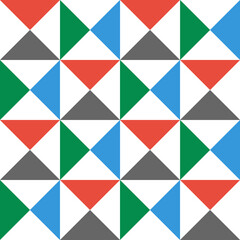 Wall Mural - Geometric pattern, red, white, green and gray color triangle tiled pattern, seamless repeating beautiful background.