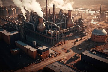 Industrial zone of heavy metallurgical. Generative AI