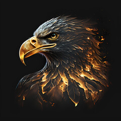 Wall Mural - Eagle On Fire. Generative AI