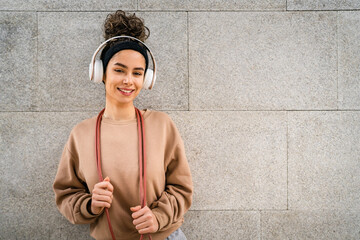 Wall Mural - one woman young adult caucasian female with jumping rope training