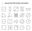 Simple vector line icons. On the subject of distance and length with magnification. Contains values ​​such as magnification, reduction, size measurement, diameter, and others.
