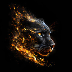 Poster - Panther On Fire. Generative AI