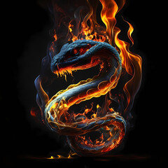 Poster - Snake On Fire. Generative AI