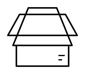 Sticker - Box opened icon. Simple line, outline of packaging icons for ui and ux, website or mobile application on white background