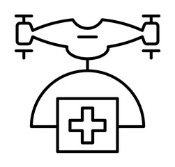 Canvas Print - drone with medicines field outline icon on light background