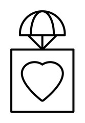 Poster - a parcel with a heart field outline icon on light background