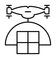 Wall Mural - drone with parcel field outline icon on light background