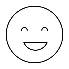 Poster - Happy, emotions icon. Simple line, outline expression of mood icons for ui and ux, website or mobile application on white background