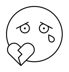 Poster - Broken heart, emotions icon. Simple line, outline expression of mood icons for ui and ux, website or mobile application on white background