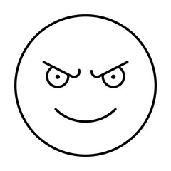 Poster - Evil Smile, emotions icon. Simple line, outline expression of mood icons for ui and ux, website or mobile application on white background