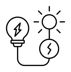 Wall Mural - Solar, bulb, energy icon. Simple line, outline electro power icons for ui and ux, website or mobile application on white background