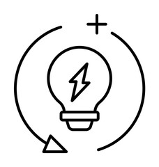 Poster - Light bulb, energy icon. Simple line, outline electro power icons for ui and ux, website or mobile application on white background