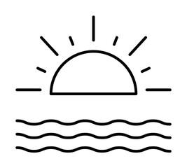 Sticker - Sunset, energy icon. Simple line, outline electro power icons for ui and ux, website or mobile application on white background