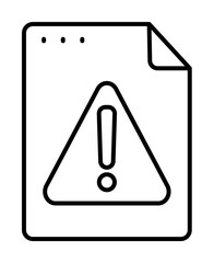 Poster - File, document, warning, exclamation point icon. Simple line, outline of icons for ui and ux, website or mobile application on white background