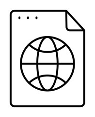 Poster - File, document, globe icon. Simple line, outline of icons for ui and ux, website or mobile application on white background