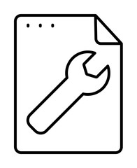 Poster - File, document, wrench icon. Simple line, outline of icons for ui and ux, website or mobile application on white background