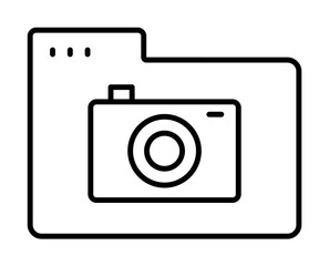 Poster - folder camera icon. simple line, outline of icons for ui and ux, website or mobile application on wh