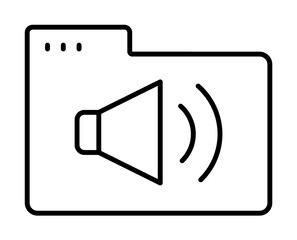 Poster - Folder sound icon. Simple line, outline of icons for ui and ux, website or mobile application on white background