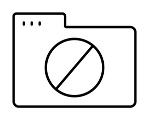 Poster - Folder ban icon. Simple line, outline of icons for ui and ux, website or mobile application on white background